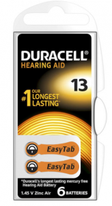 Батарейка Duracell ZA13 для слухових апаратів (за ШТ)