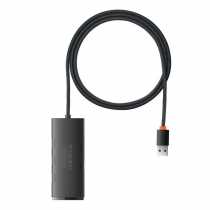 USB-Хаб Baseus Lite Series 4-Port USB-A HUB, USB-A to 3x USB 3.0, 1м, чорний (WKQX030101)