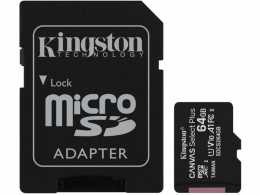 Карта пам’яті MicroSD 64Gb Kingston Canvas Select Plus (class 10+SD адаптер) (557823)