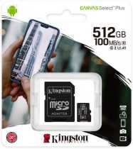 Карта пам’яті MicroSD 512Gb Kingston Canvas Select Plus (class 10+SD адаптер) (SDCS2/512GB)