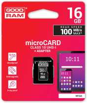 Карта пам’яті MicroSD 16Gb Goodram (class10 +SD адаптер) (M1AA-0160R12)