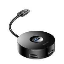 USB-Хаб Baseus Round box HUB, USB3.0 to USB3.0 + 3 USB2.0, чорний (CAHUB-F01)