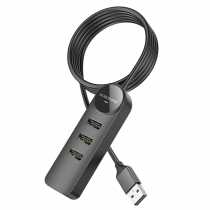 USB-Хаб Borofone DH5 Erudite, 4 порти, Type-A 1.2м, чорний