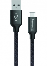 Кабель USB to Type-C, Colorway, 2.1А 1м, чорний (CW-CBUC003-BK)