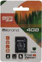 Карта пам’яті MicroSD 4Gb Mibrand (class 4+SD адаптер)