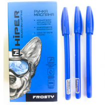 Ручка кулькова масляна Hiper  Frosty, 1мм,синій